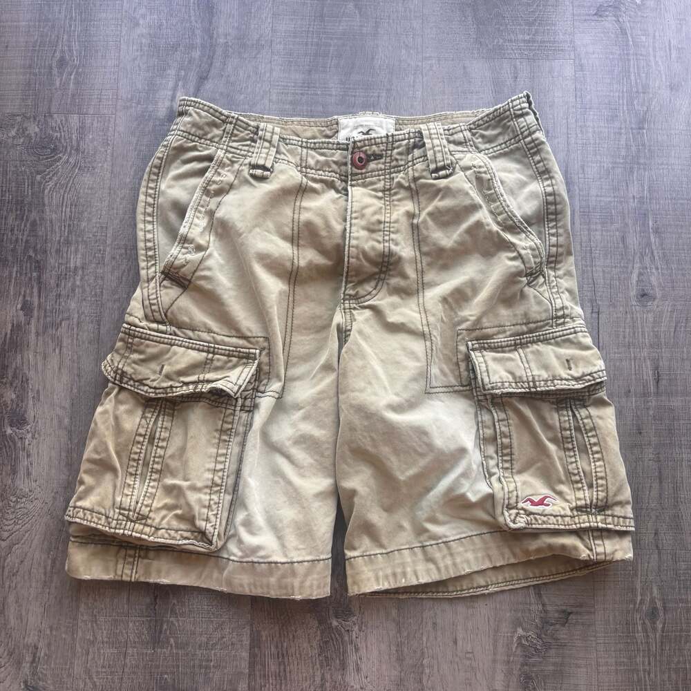 Hollister Pacific Merchants Cargo Shorts Size 30 Khaki Distressed Y2K
